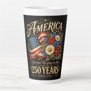 Tasse Latte Amérique 250 ans depuis 1776 Cadeau Floral Patriot