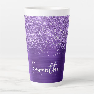 Tasse Latte Améthyste Pailletée Violet Glam Nom