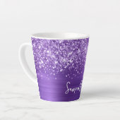 Tasse Latte Améthyste Pailletée Violet Nom Glam Script (Angle gauche)