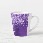 Tasse Latte Améthyste Pailletée Violet Nom Glam Script (Droite)