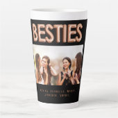 Tasse Latte Amis besties noir photo rose or (Devant)