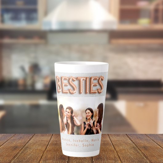 Tasse Latte Amis besties photo rose or argent BFF