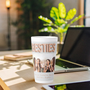 Tasse Latte Amis besties photo rose or argent BFF