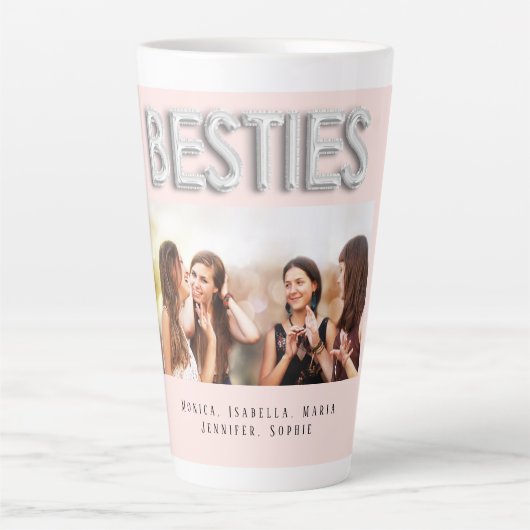 Tasse Latte Amis besties photo rose or argent BFF (Devant)