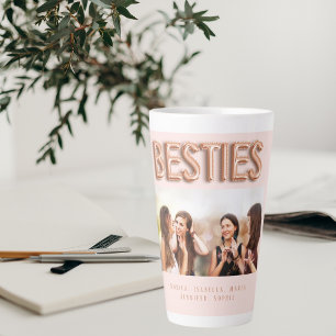 Tasse Latte Amis besties photo rose or rose BFF