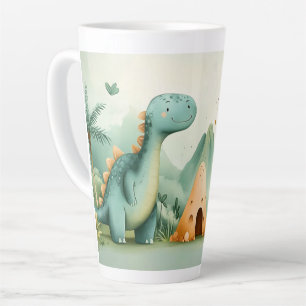 Tasse Latte Amis dinosaures mignons dans un paradis préhistori