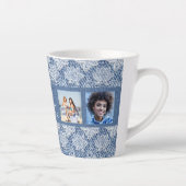 Tasse Latte Amis photo collage bleu dentelle denim (Droite)