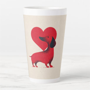 Tasse Latte Amour de Dachshund – Dessin de cœur de chien migno