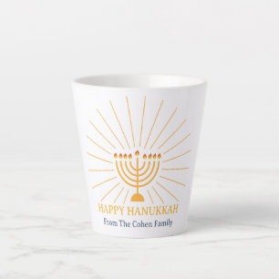 Tasse Latte Amour et lumière Famille Simple Happy Hanoukka