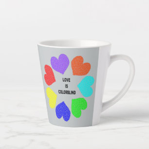 Tasse Latte Amour interracial Coeurs arc-en-ciel