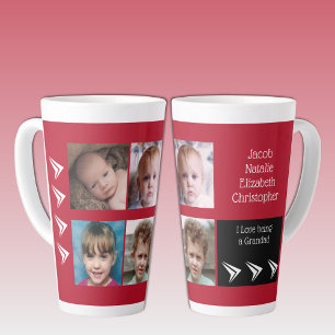 Tasse Latte Amour noir rouge d'être un grand-père avec photos