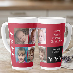 Tasse Latte Amour noir rouge pour être un grand-père avec phot