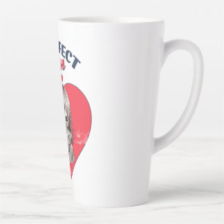 Tasse Latte Amour Parfait Illustration de Fille Mignonne au Ch