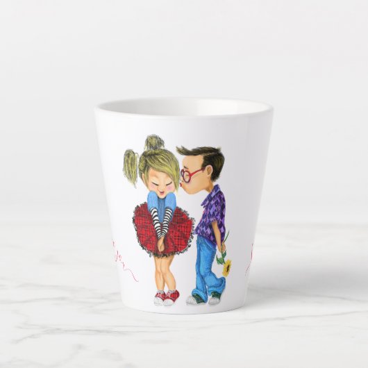Tasse Latte Amour romantique - Baiser - Je t'aime pour toujour (Devant)