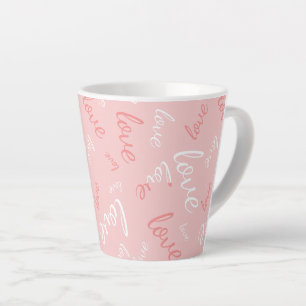 Tasse Latte Amour rose écriture manuscrite typographie romanti