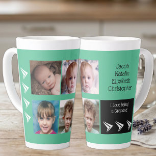 Tasse Latte Amour vert blanc d'être un grand-père avec des pho