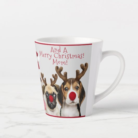 Tasse Latte Amoureux des chiens mignon, Drôle, Noël, Ajouter u (Droite)