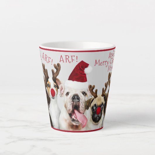 Tasse Latte Amoureux des chiens mignon, Drôle, Noël, Ajouter u (Devant)