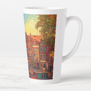 Tasse Latte Amsterdam canal maisons de style van Gogh