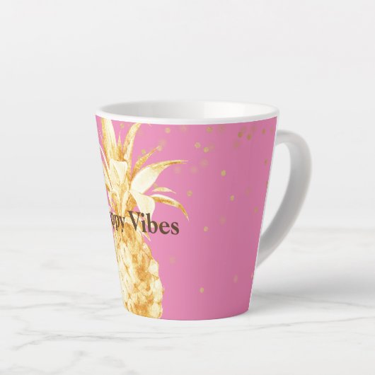 Tasse Latte Ananas rose jaune or (Angle droit)