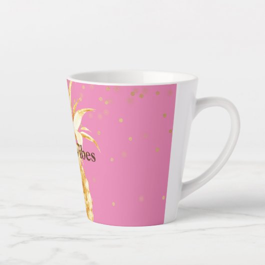 Tasse Latte Ananas rose jaune or (Droite)