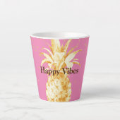 Tasse Latte Ananas rose jaune or (Devant)