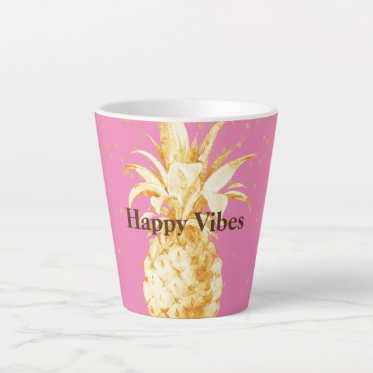 Tasse Latte Ananas rose jaune or (Devant)