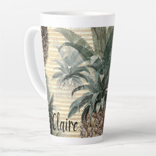Tasse Latte Ananas vintage sur huile d'or rayé