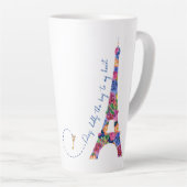 Tasse Latte Anastasia Floral Tour Eiffel Paris est la clé (Angle droit)