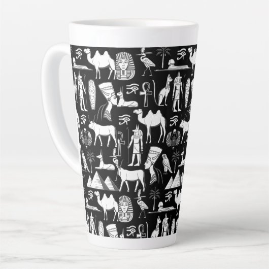 Tasse Latte Ancient Egypt Hieroglyphic Symbol Pattern      (Angle gauche)