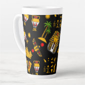 Tasse Latte Ancient  Egyptian Hieroglyphic Pattern Background  (Angle gauche)