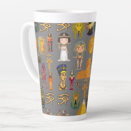 Tasse Latte Ancient Egyptian Hieroglyphic -Pattern Pharaoh (Angle gauche)