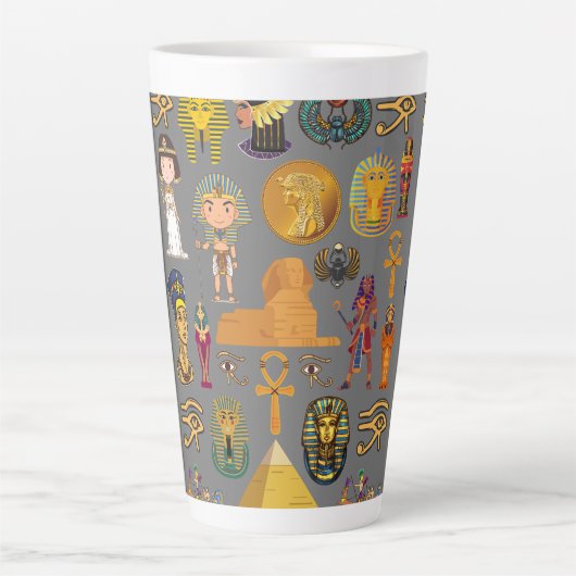 Tasse Latte Ancient Egyptian Hieroglyphic -Pattern Pharaoh  (Devant)