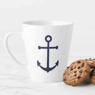 Tasse Latte Ancre bleu marine moderne