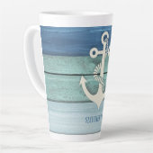 Tasse Latte Ancre en bois bleu bleu marine (Angle gauche)