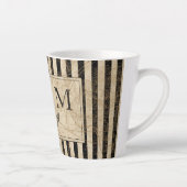 Tasse Latte Ancre nautique Carte du Monogramme noir (Droite)