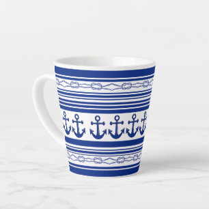 Tasse Latte Ancres Nautiques Cordes Et Traces