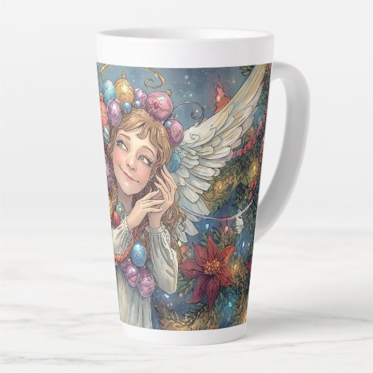 Tasse Latte Ange de Noël (Angle droit)