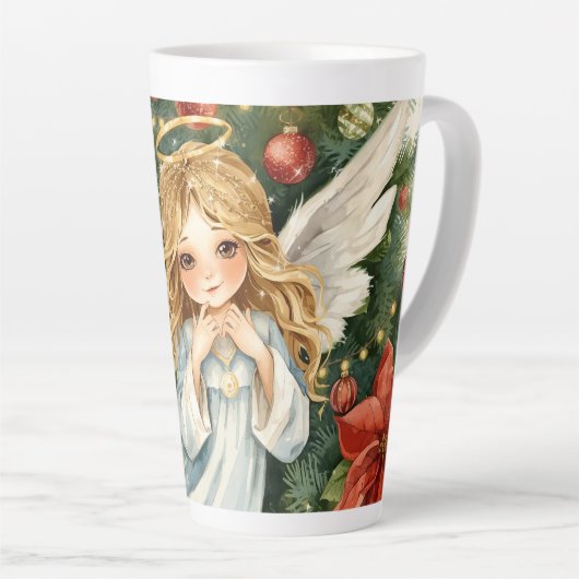 Tasse Latte Ange de Noël (Angle droit)