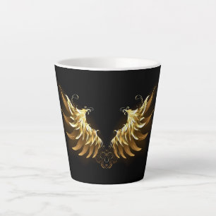 Tasse Latte Ange d'or sur arrière - plan noir