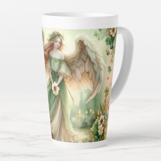 Tasse Latte Ange Sérénité Trèfle (Angle droit)