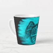 Tasse Latte Angel Eros en amour, design noir et vert (Angle gauche)