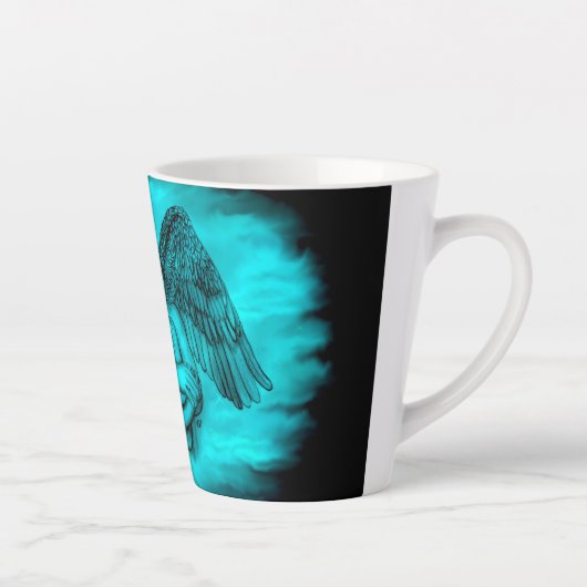 Tasse Latte Angel Eros en amour, design noir et vert (Droite)