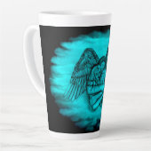 Tasse Latte Angel Eros en amour, design noir et vert (Angle gauche)