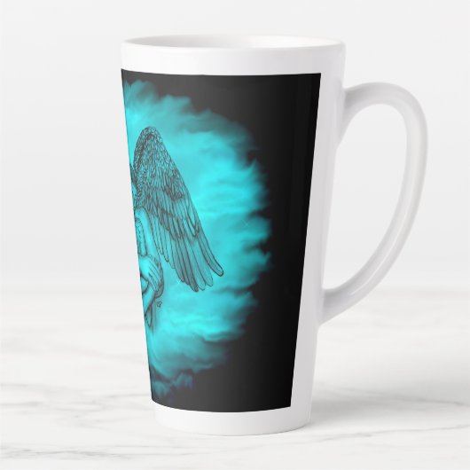 Tasse Latte Angel Eros en amour, design noir et vert (Droite)