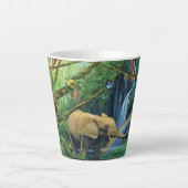 Tasse Latte Animals living together throw pillow (Devant)