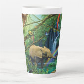 Tasse Latte Animals living together throw pillow (Devant)