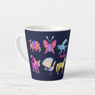 Tasse Latte Animaux mexicains personnalisés Alebrije Art folkl