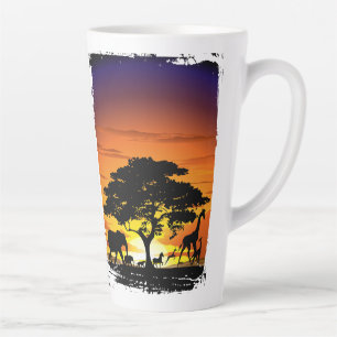 Tasse Latte Animaux sauvages sur le coucher de soleil de la sa