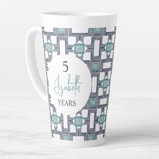 Tasse Latte Anniversaire de 5 ans de cautionnement (Angle gauche)